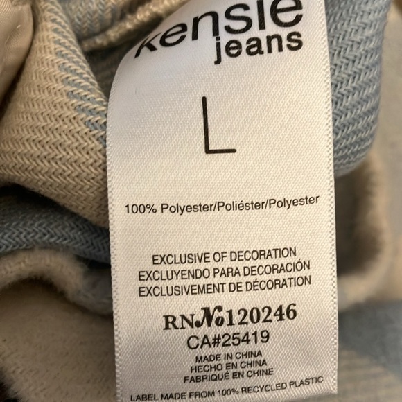 NWT: Kensie Jeans blue/cream SHACKET oversized plaid button up-pockets~size L - Picture 12 of 13